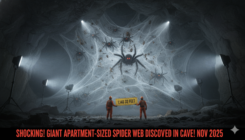 weird news stories november 2025 giant spider web cave discovery