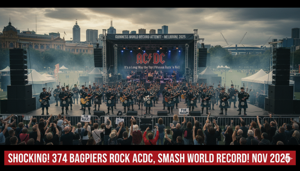 weird news stories november 2025 bagpipers world record scotland music