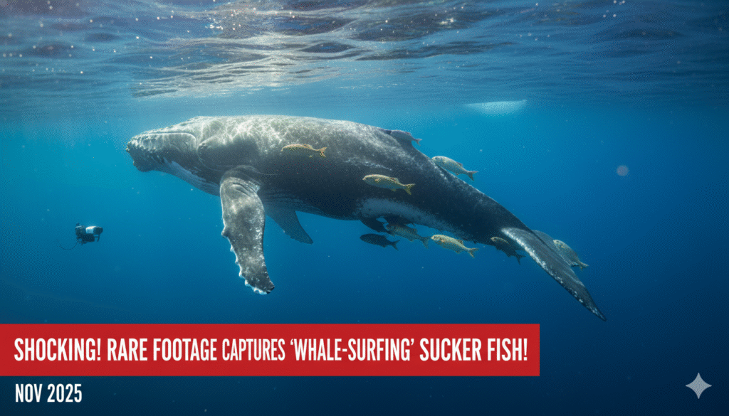 weird news stories november 2025 whale surfing remora fish ocean