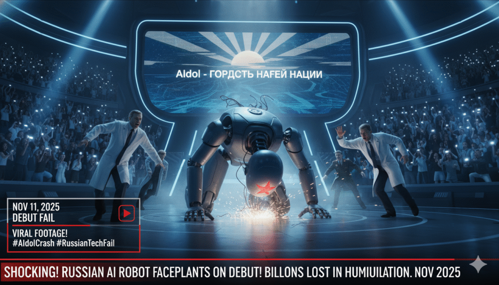 ai gone wrong november 2025 russian robot faceplant fail disaster